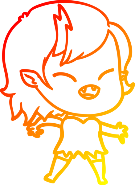 Bir insan tarafından çizilmiş gülen vampir kız çizgi filmi.