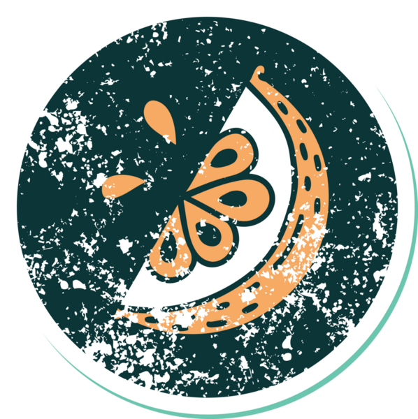 Bir insan tarafından çizilmiş limon diliminin sembolik dövmeli görüntüsü