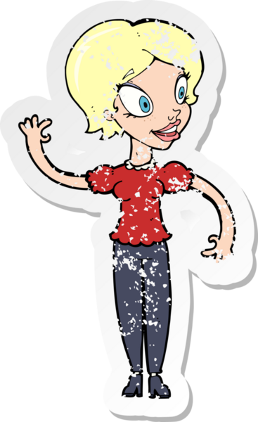 Bir insan tarafından çizilmiş bir karikatür kadının gerilmiş çıkartması.