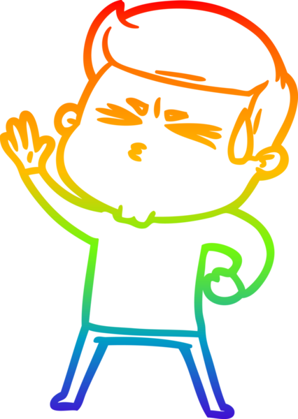 Bir insan tarafından çizilmiş terleyen bir çizgi film karakterinin çizimi.