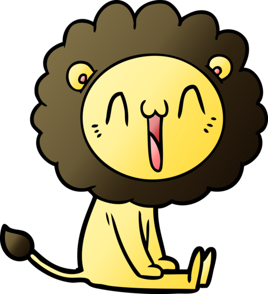 Bir insan tarafından çizilmiş mutlu çizgi film aslanı.