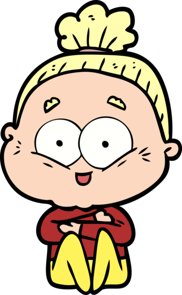 Bir insan tarafından çizilmiş mutlu yaşlı kadın çizgi filmi.