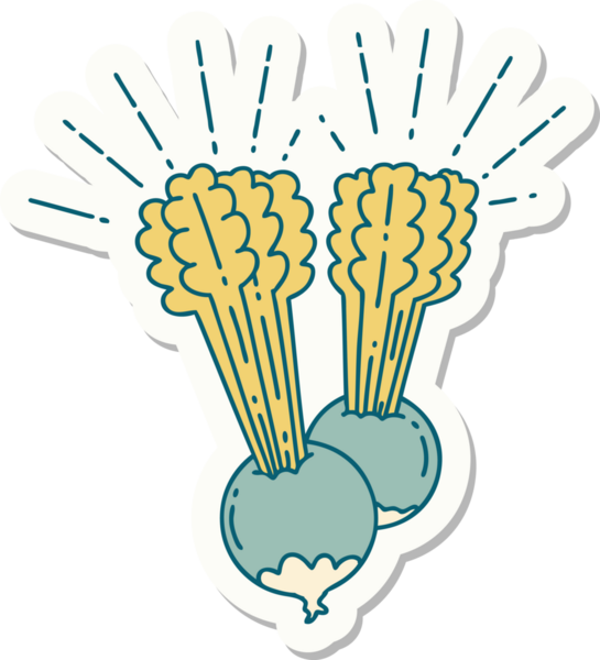 Bir insanın çizdiği yapraklı pancar dövmesi çıkartması.