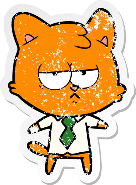 Bir insan tarafından çizilmiş sıkıntılı bir çizgi film kedisinin çıkartması.