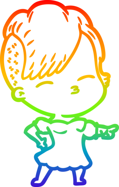 gökkuşağı gradyan çizimi bir çizgi film kızı bir insan tarafından çizilmiş.