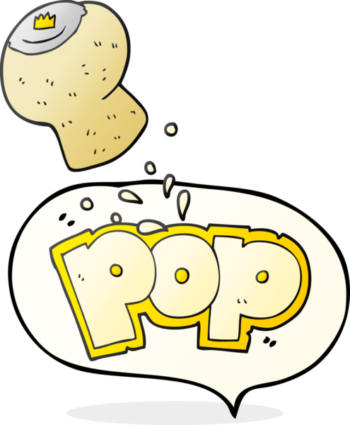 Bir insan tarafından çizilmiş serbest konuşma balonu karikatürü şampanya tıpası.