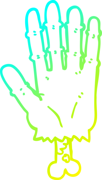 Bir insan tarafından çizilmiş bir zombi elinin soğuk çizgi çizimi.