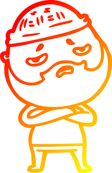 İnsan tarafından çizilmiş sakallı, endişeli bir çizgi film karakteri.