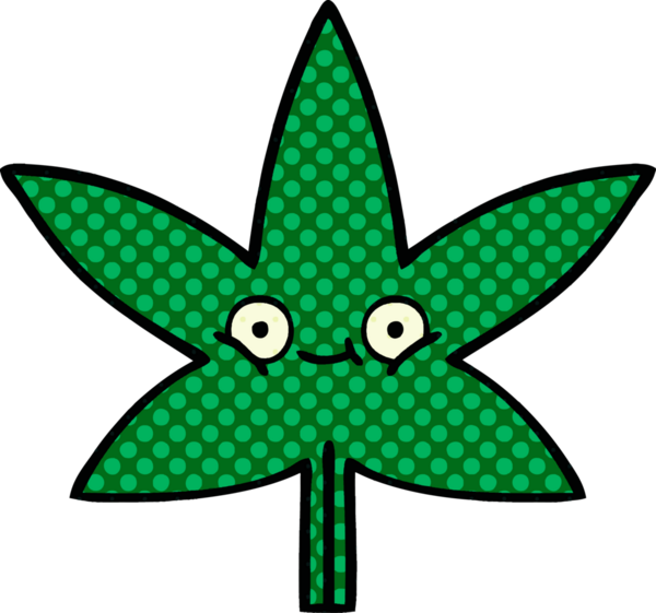 Bir insan tarafından çizilmiş marihuana yaprağının karikatürü.