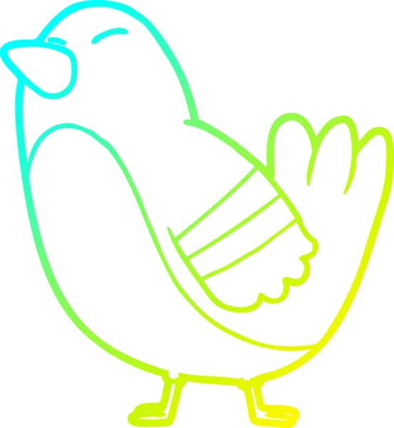 Bir insan tarafından çizilen karikatür kuşunun soğuk gradyan çizgisi