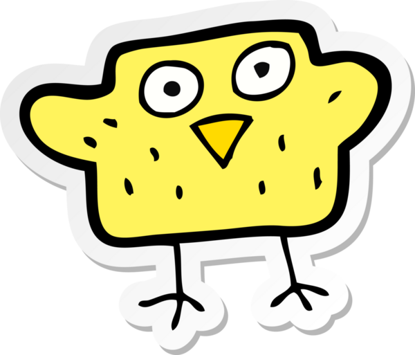 Bir insan tarafından çizilmiş çizgi film kuşunun çıkartması.