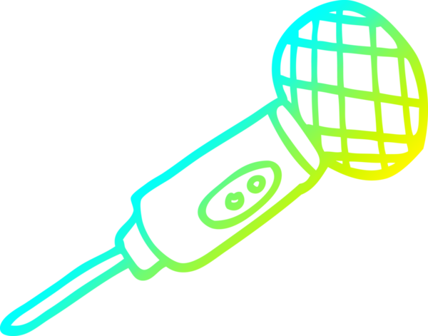 Bir insan tarafından çizilmiş bir çizgi film mikrofonunun soğuk gradyan çizimi