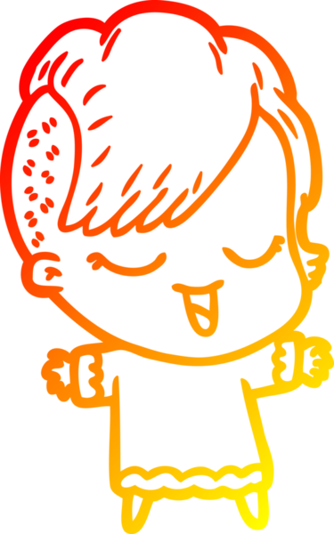 Bir insan tarafından çizilmiş mutlu bir çizgi film kızı çizimi