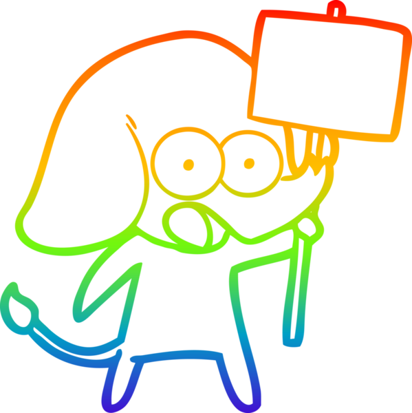 Gökkuşağı gradyan çizgisi bir insan tarafından çizilmiş şirin bir fil çizimi