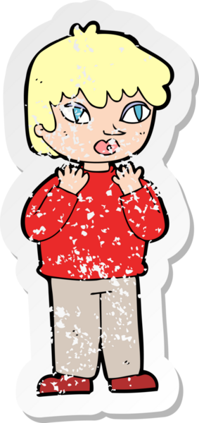 Bir insan tarafından çizilmiş endişeli bir çizgi filmin gerilimli çıkartması.