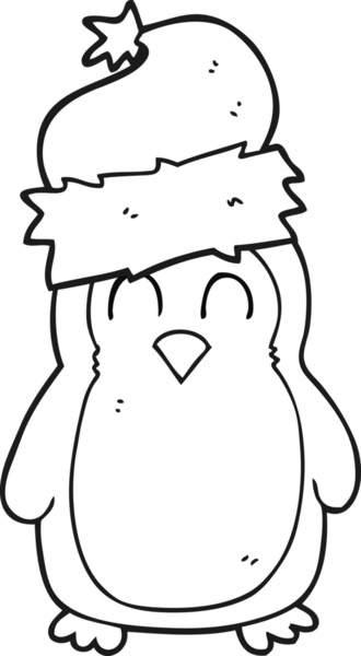 Bir insan tarafından çizilmiş siyah beyaz penguen çizimi.