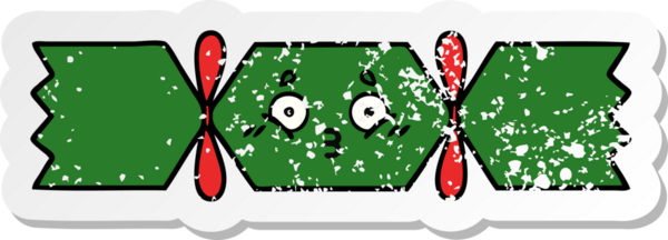 Bir insan tarafından çizilmiş tatlı bir noel krakerinin sıkıntılı çıkartması.