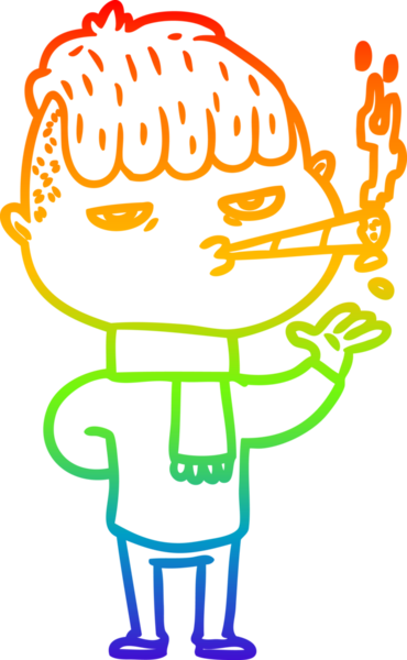 Bir insan tarafından çizilmiş sigara içen bir karikatür çizimi.