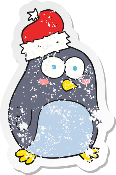 Bir insan tarafından çizilmiş penguen çizgi filminin gerilimli yapıştırması.