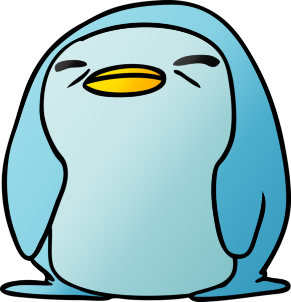bir insan tarafından çizilmiş sevimli bir penguenin gradyan çizimi kawaii