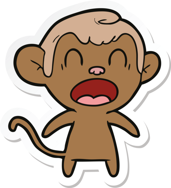 Bir insan tarafından çizilmiş bağıran çizgi film maymunu çıkartması.