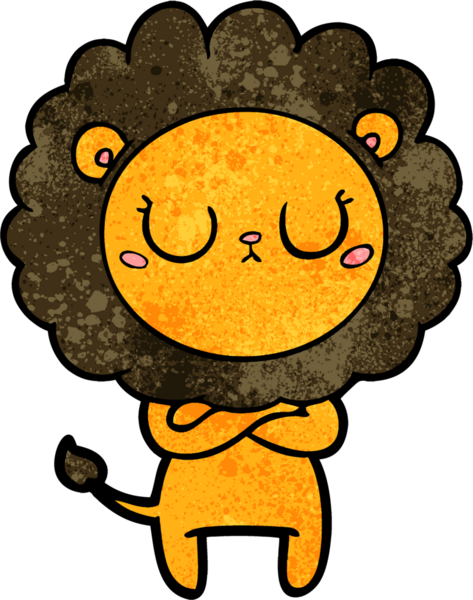 Bir insan tarafından çizilmiş çizgi film aslanı.