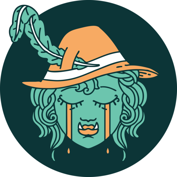 Bir insan tarafından çizilmiş ağlayan ork ozan ikonu