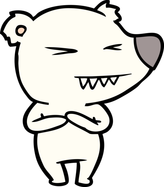 Bir insan tarafından çizilmiş kızgın kutup ayısı çizgi filmi.