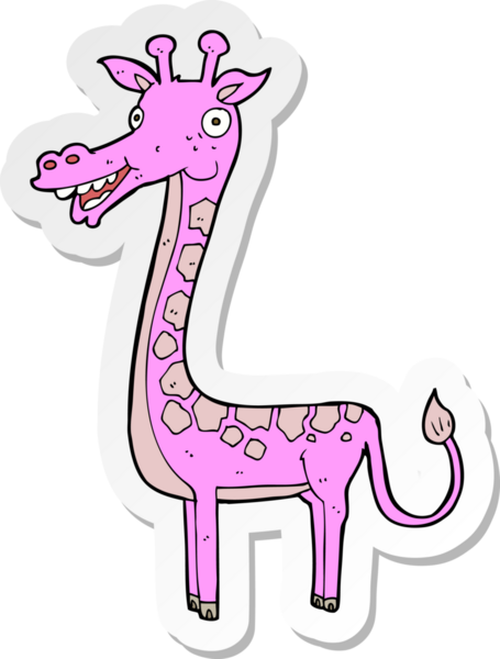 Bir insan tarafından çizilmiş bir zürafanın çıkartması.