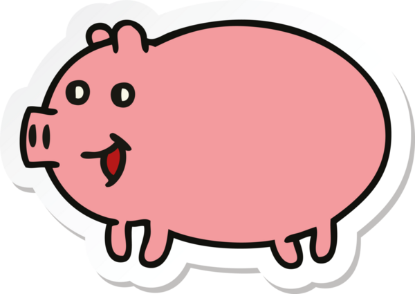 Bir insan tarafından çizilmiş şirin bir domuzun çıkartması.