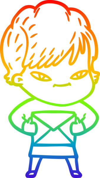 gökkuşağı gradyan çizimi bir insan tarafından çizilmiş mutlu bir kadın çizgi