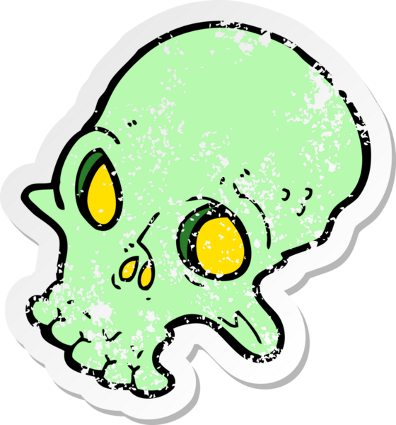 Bir insan tarafından çizilmiş ürkütücü bir karikatürün gerilimli yapıştırması.