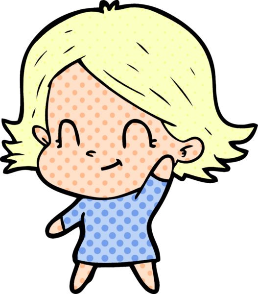 Bir insan tarafından çizilmiş karikatür dostu kız.