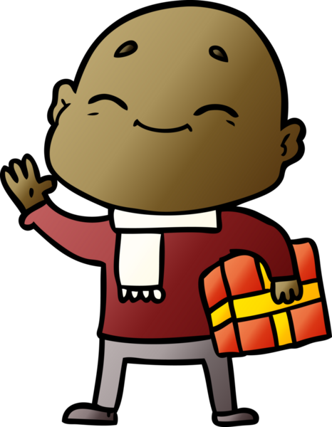 Bir insan tarafından çizilmiş mutlu, kel adam.