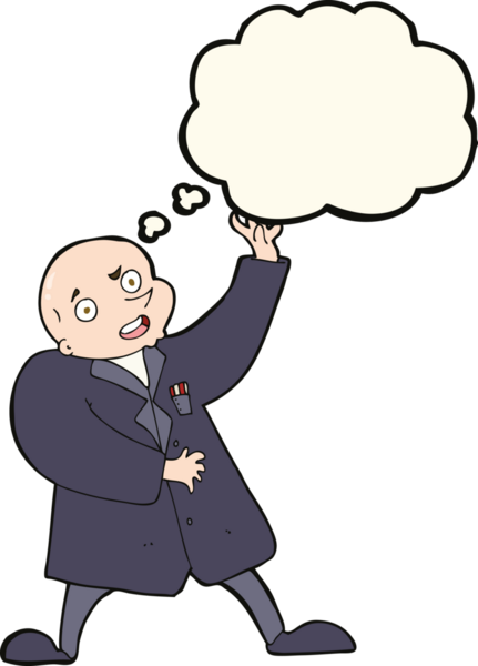 Bir insan tarafından çizilmiş düşünce baloncuğu olan çılgın bilim adamı.