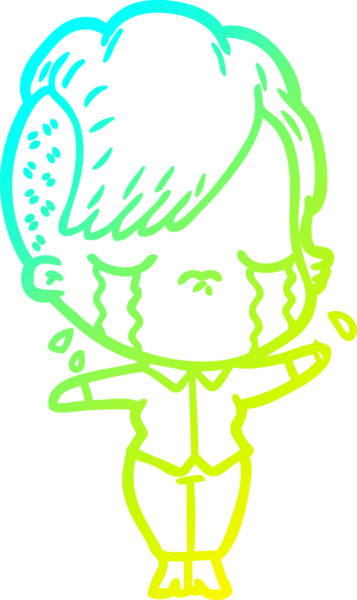 Bir insan tarafından çizilmiş ağlayan bir çizgi film kızı çizimi.