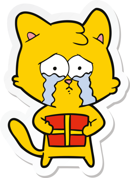 Bir insan tarafından çizilmiş çizgi film kedisinin çıkartması.