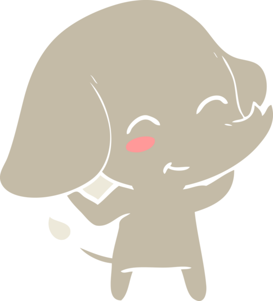 Bir insan tarafından çizilmiş düz renk çizgi film fili.