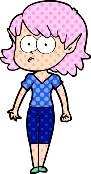 Bir insan tarafından çizilmiş çizgi film elf kızı.