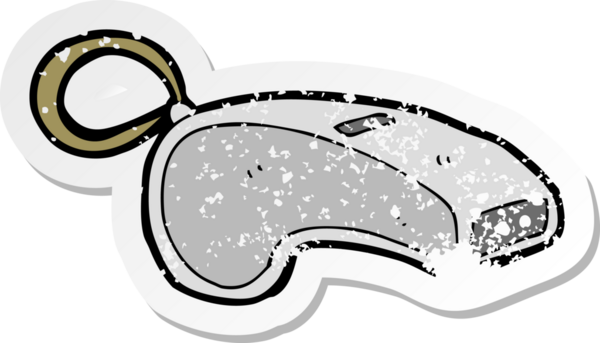 Bir insan tarafından çizilmiş karikatür düdüğünün gerilimli çıkartması.