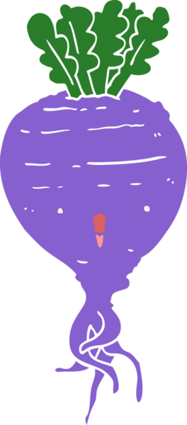 Bir insan tarafından çizilmiş düz renkli şalgam.