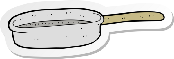 Bir insan tarafından çizilmiş karikatür kızartma tavasının çıkartması.