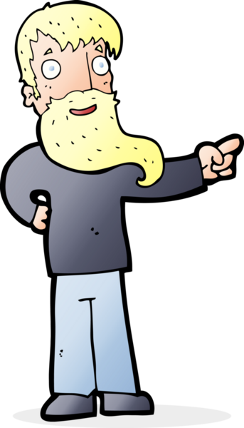 Bir insan tarafından çizilmiş sakallı bir çizgi film adamı.