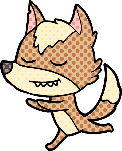 Bir insan tarafından çizilmiş dost canlısı çizgi film kurdu.