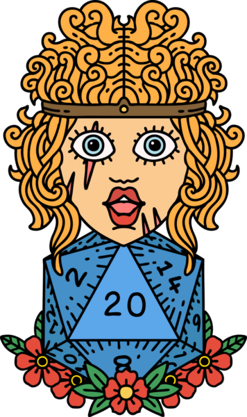 Retro Dövme Tarzı İnsan Barbarlığı Bir insan tarafından çizilmiş 20 zar ile