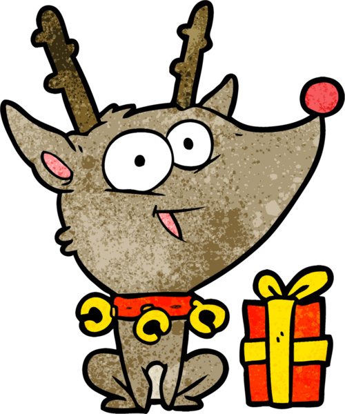 Bir insan tarafından çizilmiş karikatür Noel geyiği.