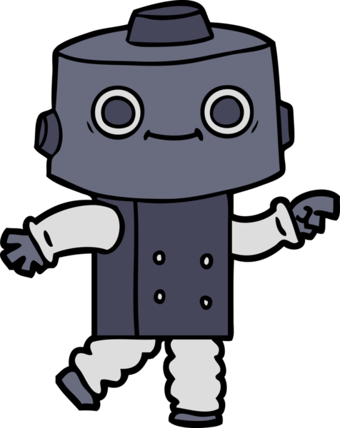 Bir insan tarafından çizilmiş çizgi film robotu