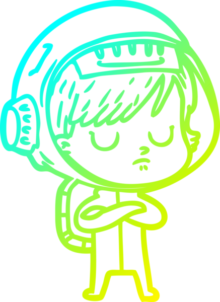 Bir insan tarafından çizilmiş soğuk gradyan çizgili astronot kadın çizimi.