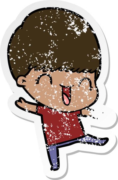 Bir insan tarafından çizilmiş mutlu çizgi film çocuğunun sıkıntılı çıkartması.