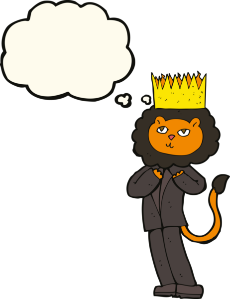 Bir insan tarafından çizilmiş düşünce balonlu hayvanların çizgi film kralı.